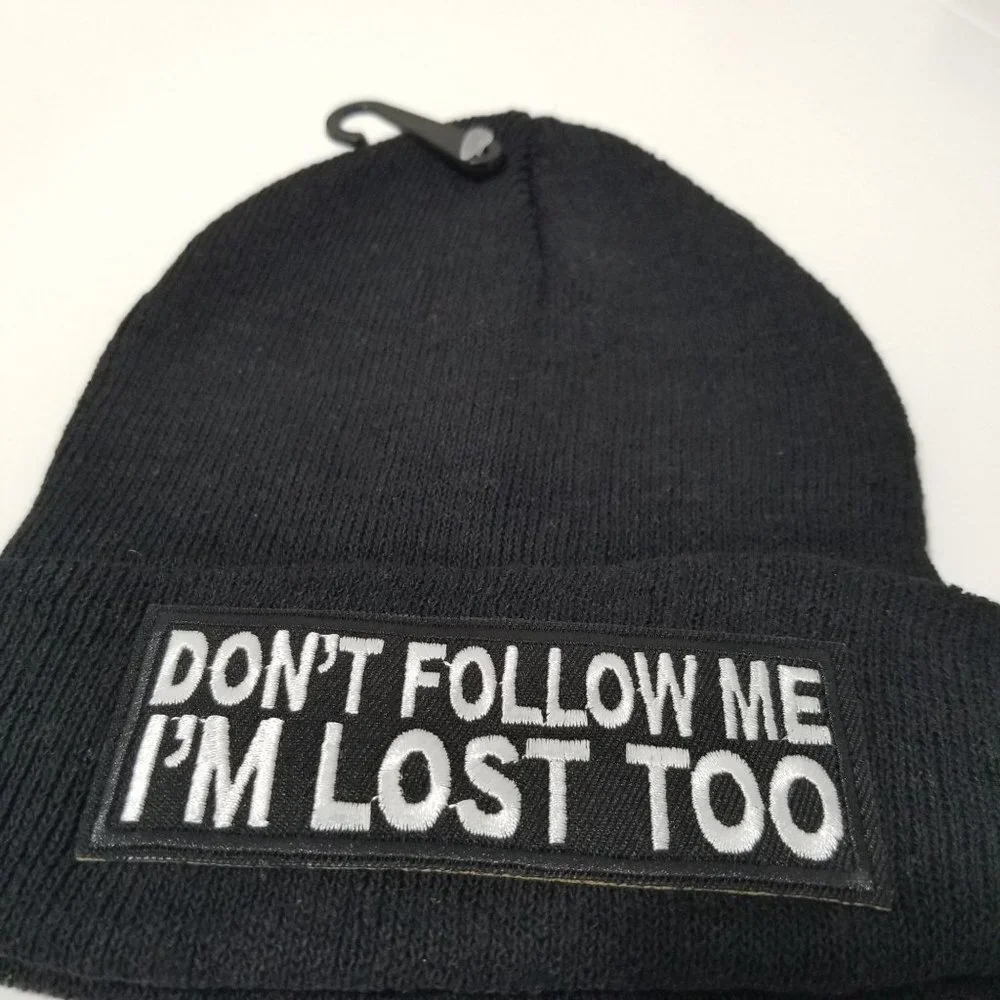 NEW Toddler DON'T FOLLOW ME I'M‎ LOST TOO Beanie Color Black Toddler Size OS